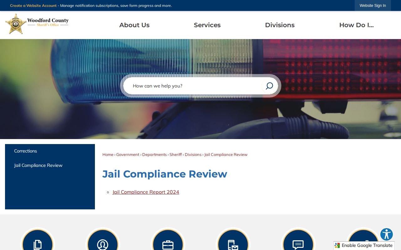 Woodford County Correctional Facility release records and jail compliance page
